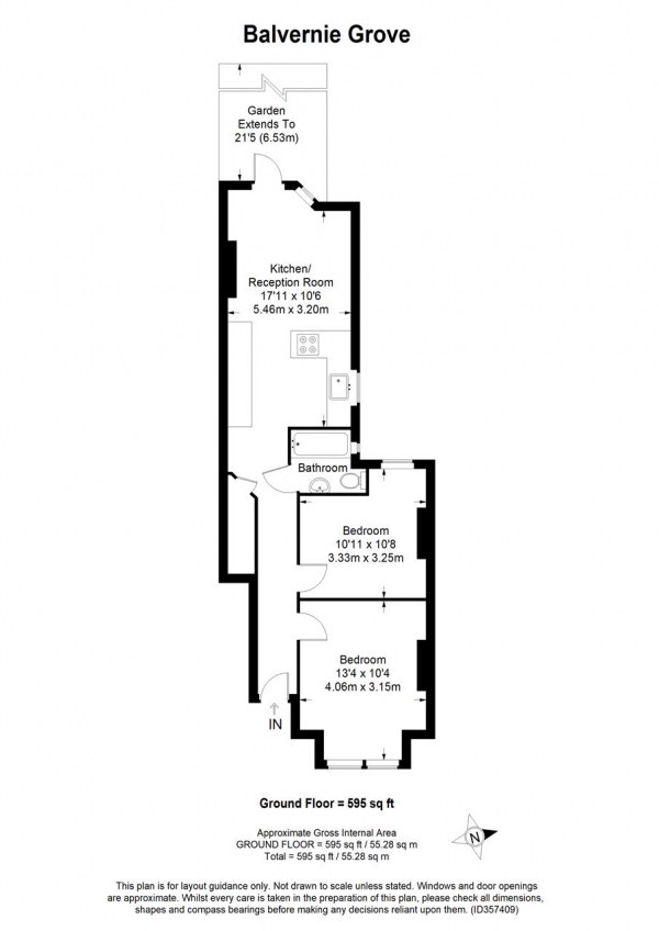 Floor Plan Image for 2 Bedroom Apartment for Sale in Balvernie Grove, Southfields