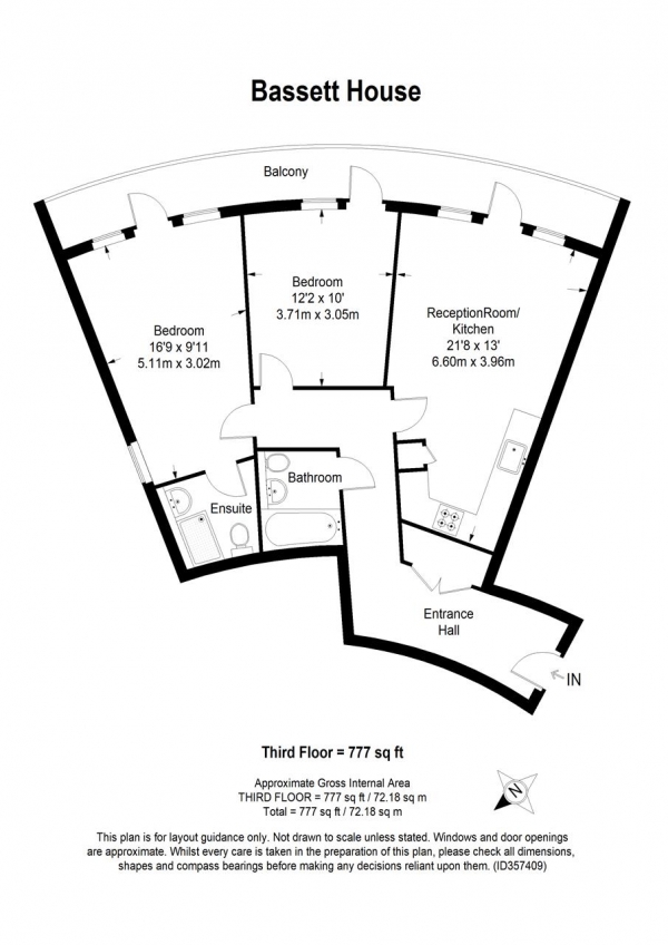 Floor Plan Image for 2 Bedroom Apartment for Sale in Bassett House, 1 Durnsford Road, Wimbledon Park