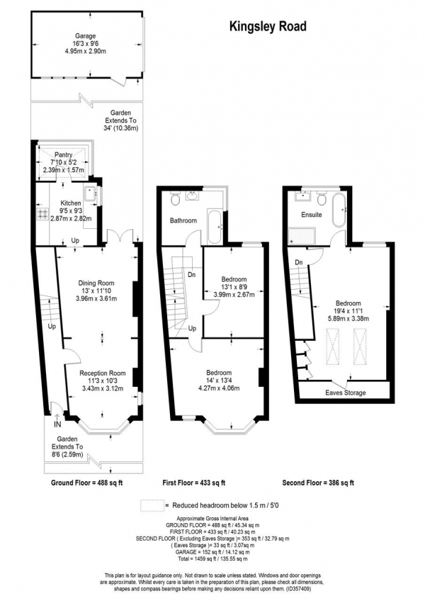 Floor Plan Image for 3 Bedroom End of Terrace House for Sale in Kingsley Road, Wimbledon