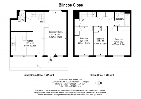 Floor Plan Image for 3 Bedroom Apartment to Rent in Blincoe Close, Southfields