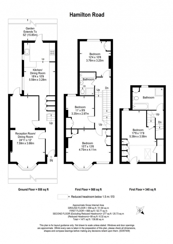 Floor Plan Image for 4 Bedroom Terraced House to Rent in Hamilton Road, Wimbledon, London