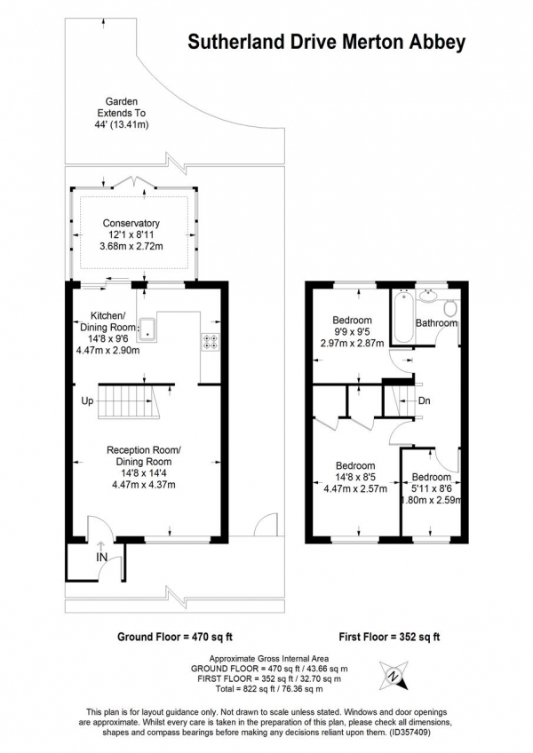 Floor Plan Image for 3 Bedroom End of Terrace House for Sale in Sutherland Drive, Colliers Wood