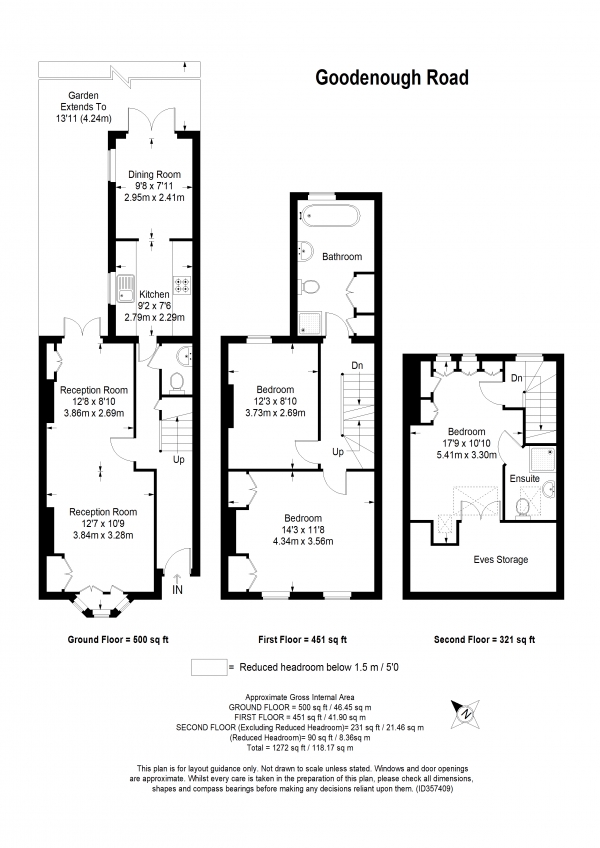 Floor Plan Image for 3 Bedroom Terraced House to Rent in Goodenough Road, Wimbledon