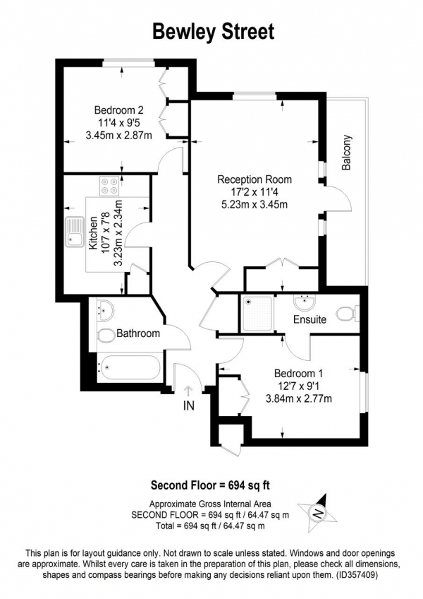 Floor Plan Image for 2 Bedroom Apartment for Sale in Bewley Street, Wimbledon