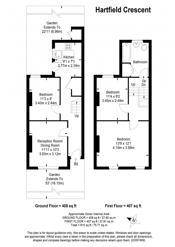 Floor Plan Image for 2 Bedroom Terraced House for Sale in Hartfield Crescent, Wimbledon