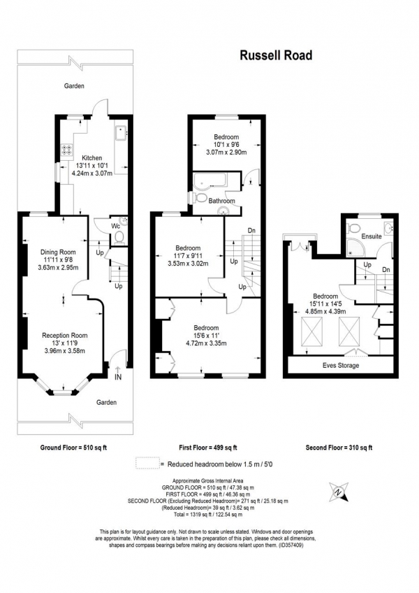 Floor Plan Image for 4 Bedroom Terraced House to Rent in Russell Road, London