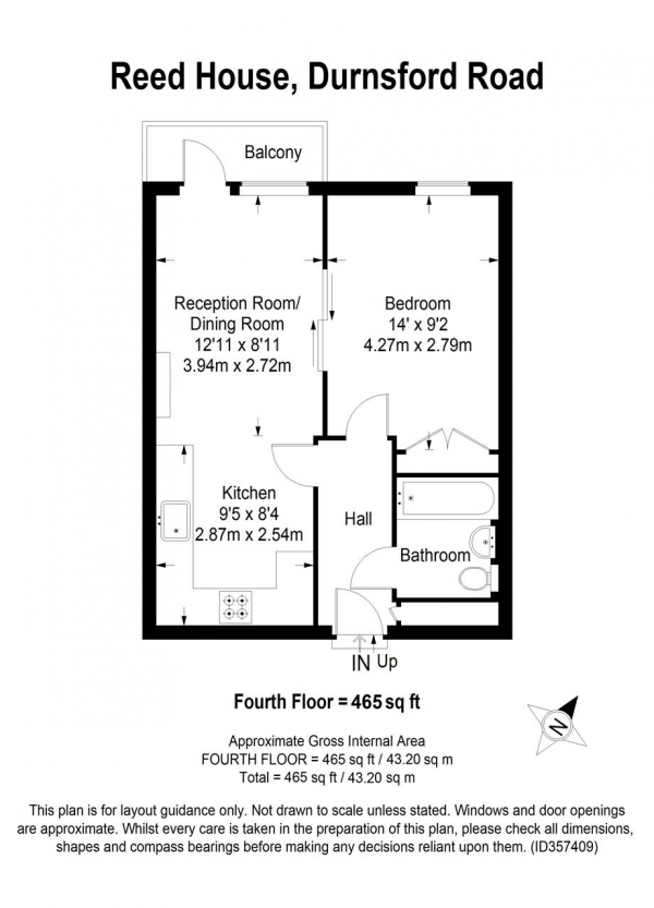 Floor Plan Image for 1 Bedroom Apartment for Sale in Reed House, Durnsford Road, Wimbledon