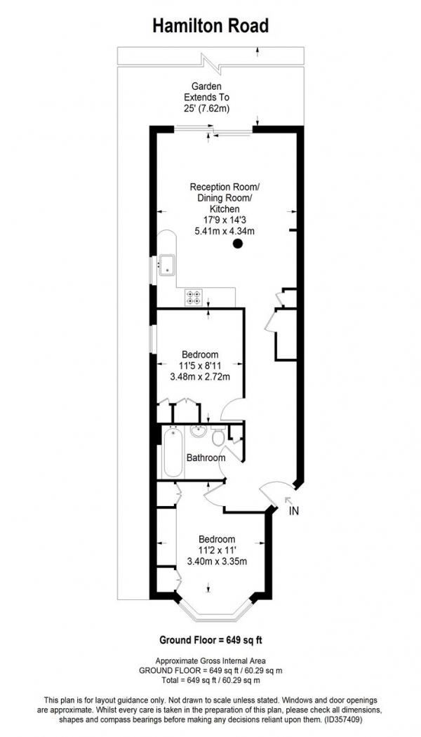 Floor Plan Image for 2 Bedroom Apartment to Rent in Hamilton Road, London