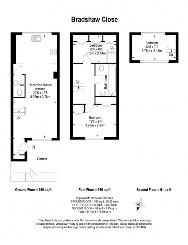 Floor Plan Image for 2 Bedroom End of Terrace House to Rent in Bradshaw Close, London