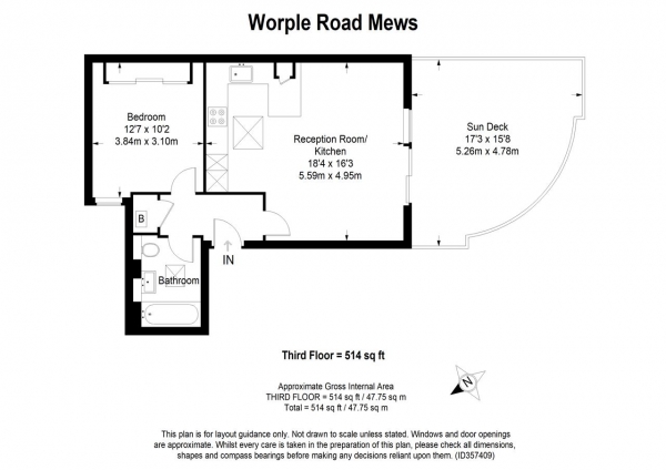 Floor Plan Image for 1 Bedroom Apartment for Sale in Worple Road Mews, Wimbledon