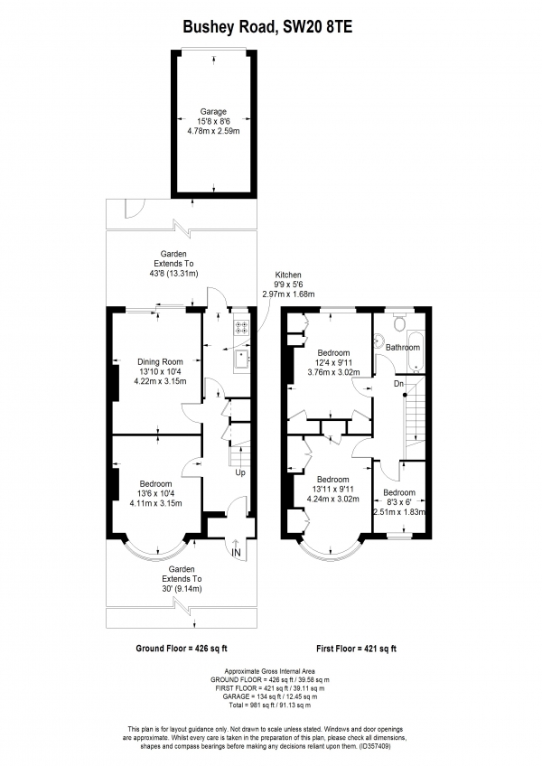 Floor Plan Image for 3 Bedroom Terraced House to Rent in Bushey Road, Raynes Park