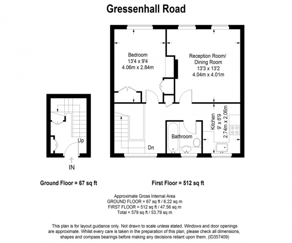 Floor Plan Image for 1 Bedroom Maisonette to Rent in Gressenhall Road, London