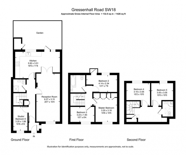 Floor Plan Image for 5 Bedroom Town House to Rent in Gressenhall Road, London