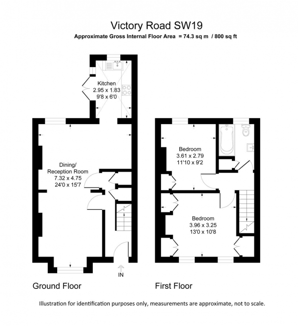 Floor Plan Image for 2 Bedroom Terraced House for Sale in Victory Road, Wimbledon