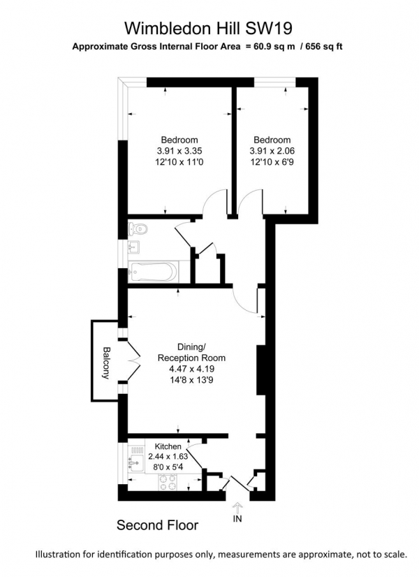 Floor Plan Image for 2 Bedroom Apartment for Sale in Emerson Court, 106 Wimbledon Hill Road, Wimbledon