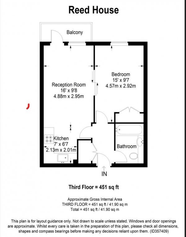 Floor Plan Image for 1 Bedroom Apartment for Sale in Reed House, Durnsford Road, London