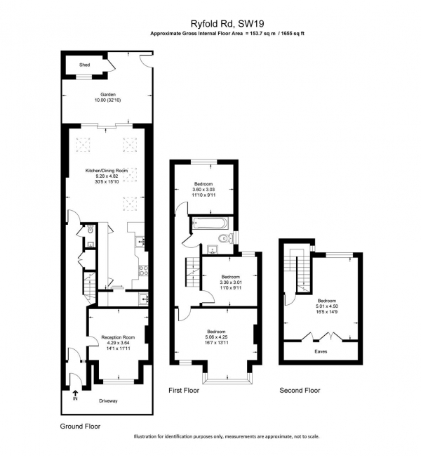 Floor Plan Image for 4 Bedroom Terraced House for Sale in Ryfold Road, Wimbledon Park