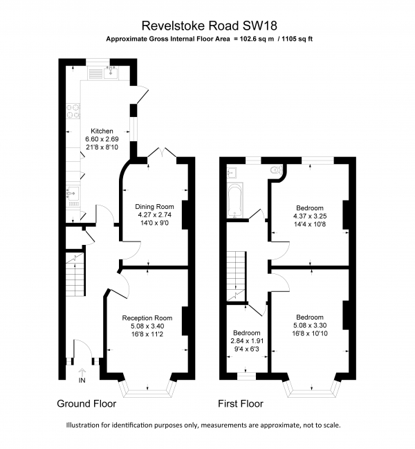 Floor Plan Image for 3 Bedroom Terraced House to Rent in Revelstoke Road, London