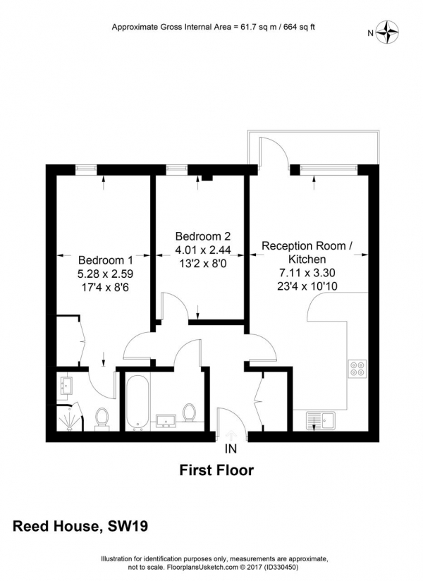 Floor Plan Image for 2 Bedroom Apartment for Sale in Reed House, Wimbledon