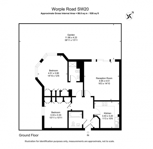 Floor Plan Image for 2 Bedroom Apartment to Rent in Worple Road, London