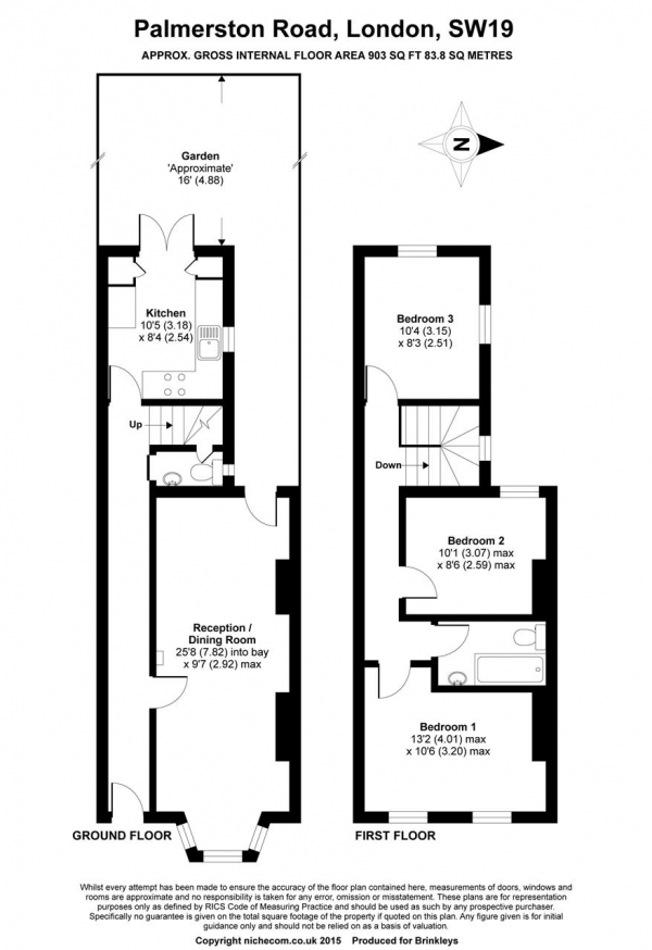 Floor Plan Image for 3 Bedroom Terraced House for Sale in Palmerston Road, Wimbledon