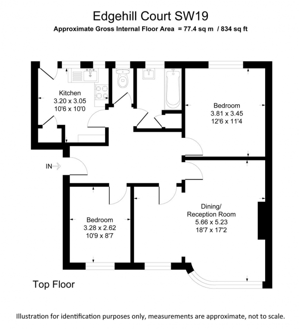 Floor Plan Image for 2 Bedroom Apartment to Rent in Edge Hill Court, London