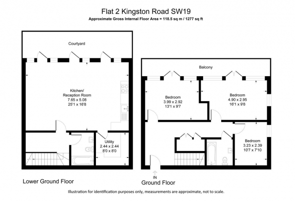 Floor Plan Image for 3 Bedroom Apartment to Rent in Manor Club, 76 Kingston Road, London