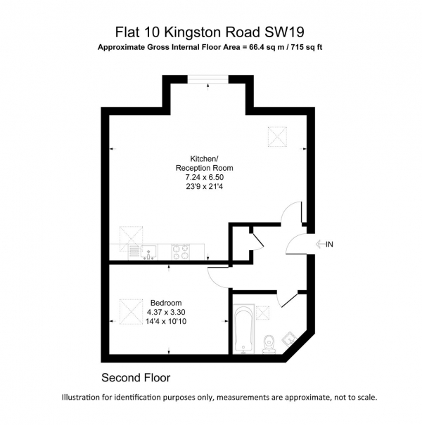 Floor Plan Image for 1 Bedroom Apartment to Rent in Manor Club, 76 Kingston Road, London