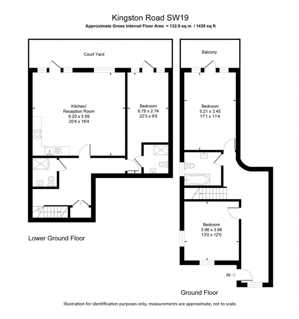 Floor Plan Image for 3 Bedroom Apartment to Rent in Kingston Road, Kingston Road, London