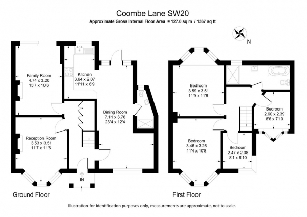 Floor Plan Image for 4 Bedroom Semi-Detached House to Rent in Coombe Lane, London