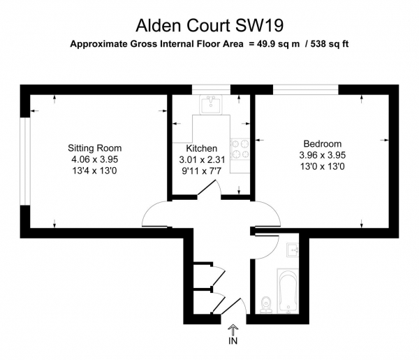 Floor Plan Image for 1 Bedroom Apartment to Rent in Alden Court, 39 Stanley Road, London