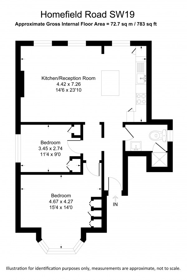 Floor Plan Image for 2 Bedroom Apartment to Rent in Homefield Road, London