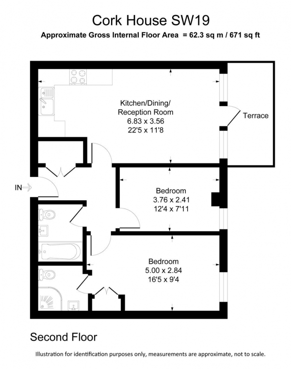 Floor Plan Image for 2 Bedroom Apartment for Sale in Cork House, London