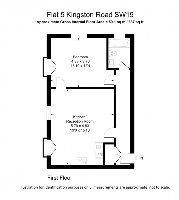 Floor Plan Image for 1 Bedroom Apartment to Rent in Manor Club, 76 Kingston Road, London