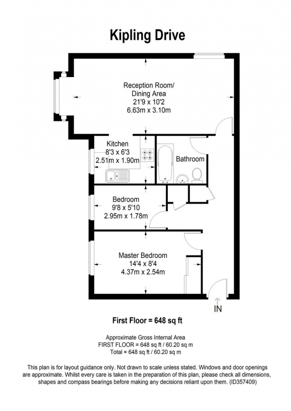 Floor Plan Image for 2 Bedroom Apartment to Rent in Kipling Drive, Wimbledon