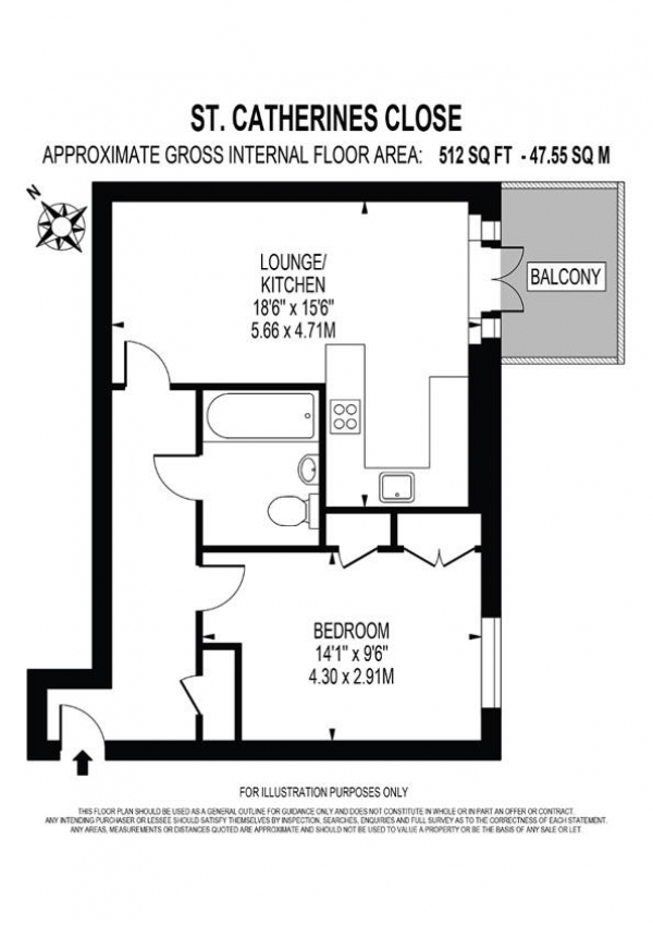 Floor Plan Image for 1 Bedroom Apartment for Sale in St Catherines Close, Grand Drive, Raynes Park