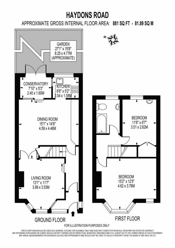 Floor Plan Image for 2 Bedroom Terraced House for Sale in Haydons Road, London