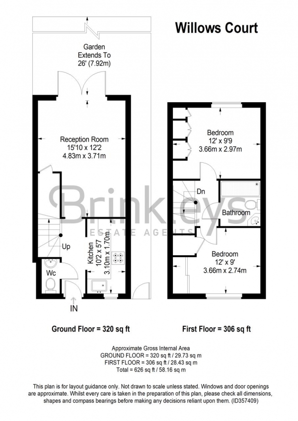 Floor Plan Image for 2 Bedroom Terraced House for Sale in Willows Court, 7 Sir Cyril Black Way, Wimbledon