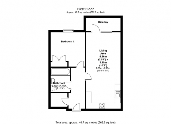 Floor Plan Image for 1 Bedroom Apartment to Rent in Bassett House, 1 Durnsford Road, Wimbledon