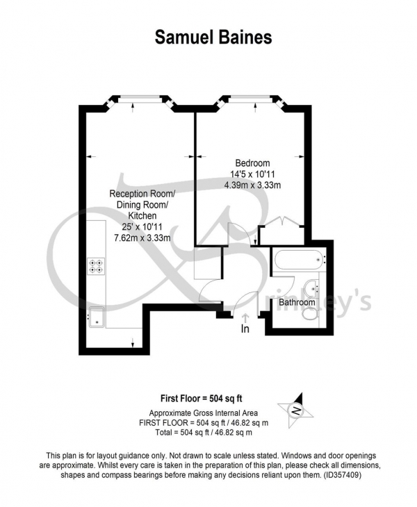 Floor Plan Image for 1 Bedroom Apartment to Rent in Samuel Baines, Mundania Road, London