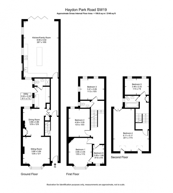 Floor Plan Image for 5 Bedroom Terraced House to Rent in Haydon Park Road, Wimbledon