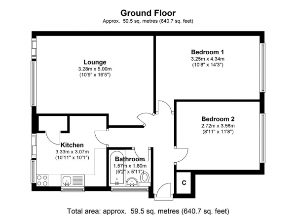 Floor Plan Image for 2 Bedroom Apartment for Sale in Pearson Court, Central Road, Morden