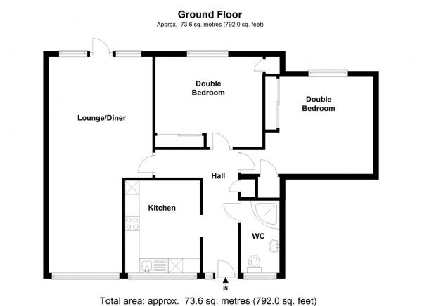 Floor Plan Image for 2 Bedroom Bungalow to Rent in Lower Downs Road, Wimbledon