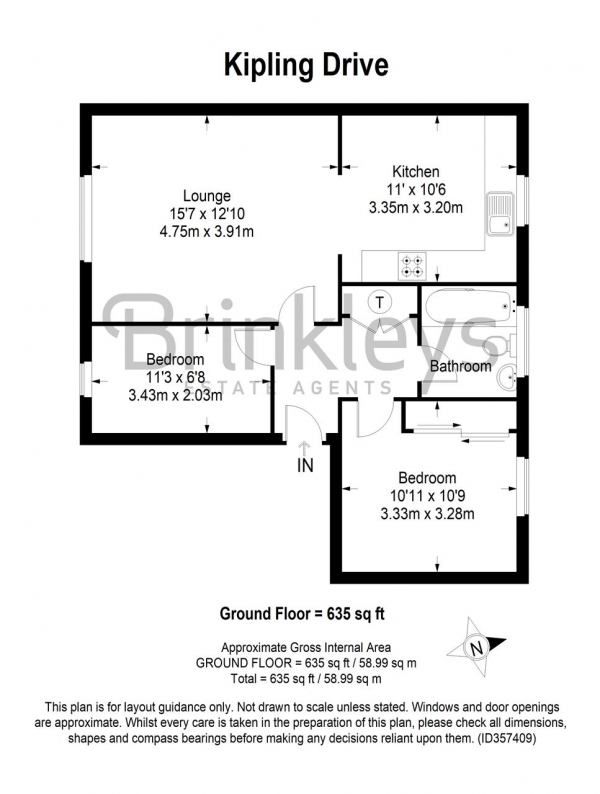 Floor Plan Image for 2 Bedroom Apartment for Sale in Kipling Drive, Wimbledon