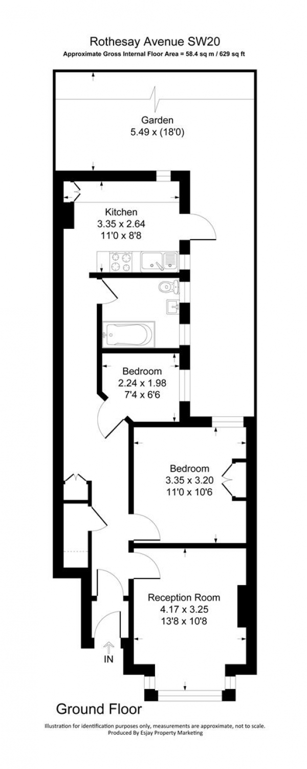 Floor Plan Image for 2 Bedroom Apartment to Rent in Rothesay Avenue, Wimbledon