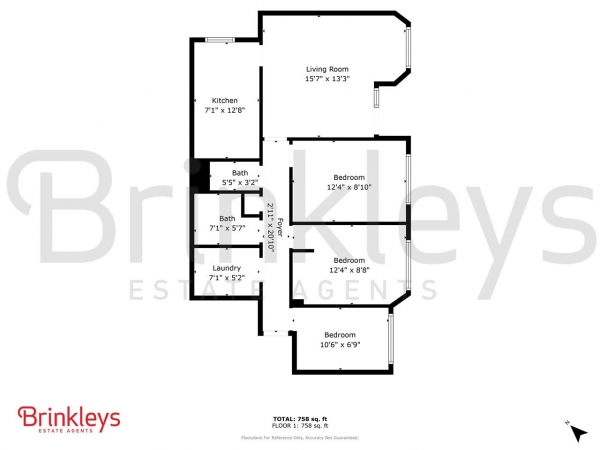 Floor Plan Image for 3 Bedroom Apartment to Rent in Worple Road, London