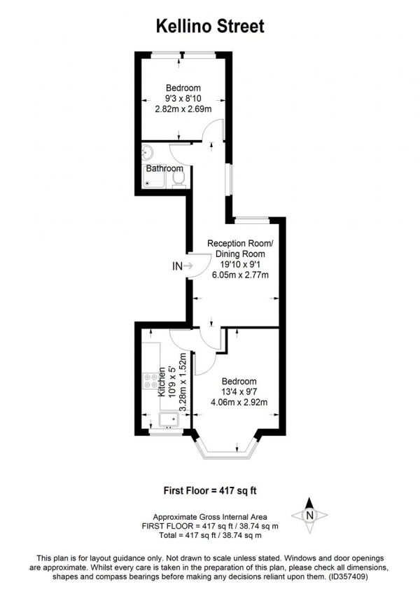 Floor Plan Image for 2 Bedroom Apartment to Rent in Kellino Street, Tooting