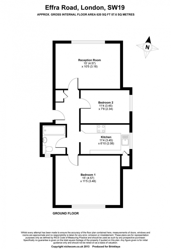 Floor Plan Image for 2 Bedroom Apartment for Sale in Royston Lodge, Effra Road, Wimbledon