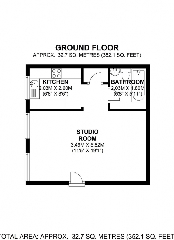 Floor Plan Image for Studio for Sale in Ash Court, 56 Worple Road, Wimbledon