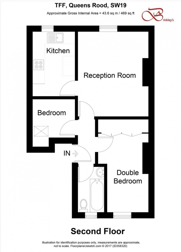 Floor Plan Image for 1 Bedroom Apartment to Rent in Queens Road, Wimbledon